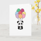 Panda vliegt op met kleurrijke ballonnen kaart (Gele Bloem)