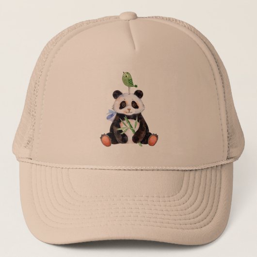 Panda & Vogel Waterverven Illustratie Trucker Pet (Voorkant)