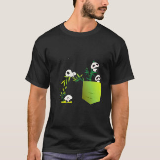 Panda voor en zak panda familie t-shirt