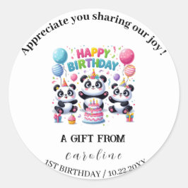 Panda voor verjaardagsviering ronde sticker