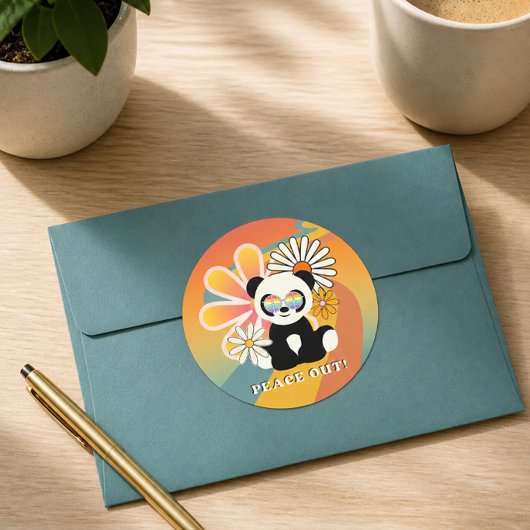 Panda | Vreedzaam Afscheid Kleurrijk Ronde Sticker