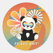 Panda | Vreedzaam Afscheid Kleurrijk Ronde Sticker (Voorkant)