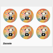 Panda | Vreedzaam Afscheid Kleurrijk Ronde Sticker (Vel)