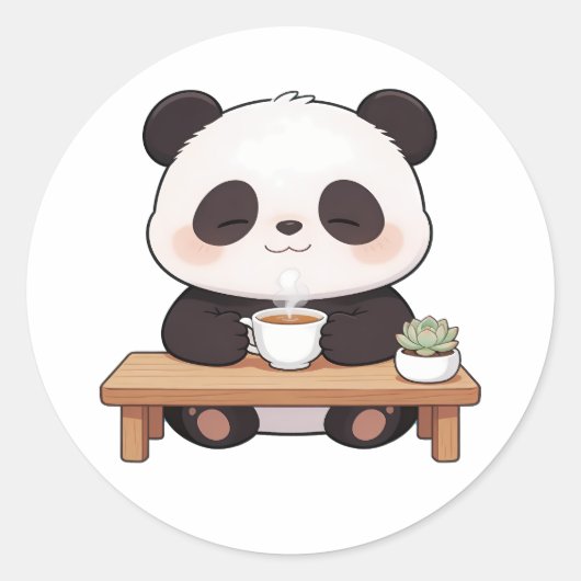 panda,warm,genezend,langzaam,innerlijke vrede #014 ronde sticker (Voorkant)