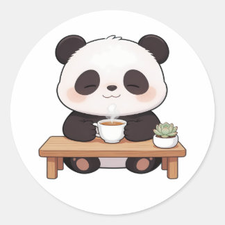 panda,warm,healing,slow-paced,inner peace #014 ronde sticker