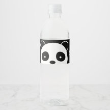 Panda Waterflesetiketten, Zwart-wit etiket