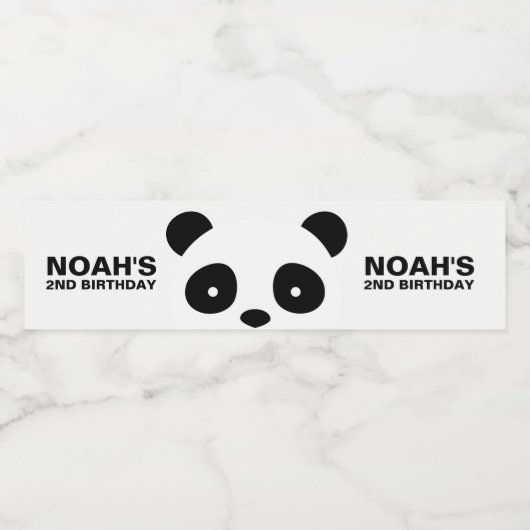 Panda Waterflesetiketten, Zwart-wit etiket (Enkel label)