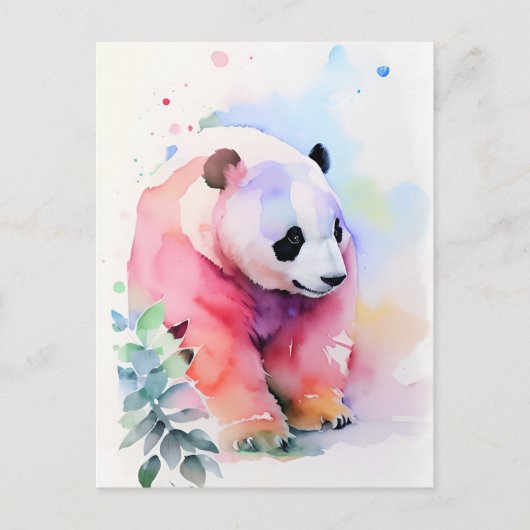 Panda Waterverf Portret 1 Briefkaart (Voorkant)