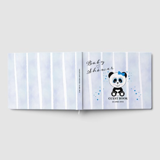 Panda Waterverf Thema Baby shower (Boys Blue) Gastenboek (Volledig)
