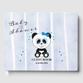 Panda Waterverf Thema Baby shower (Boys Blue) Gastenboek