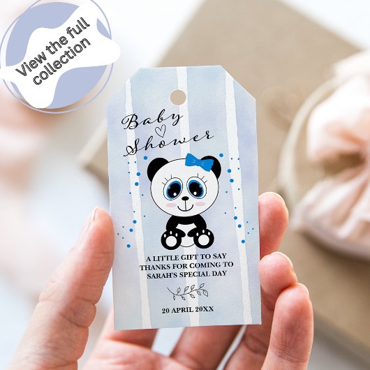 Panda Waterverf Theme Baby shower (Boys Blue) Gi Cadeaulabel