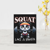 Panda Weightlifting Fitness Funny Gym Quote Squat Kaart (Gele Bloem)