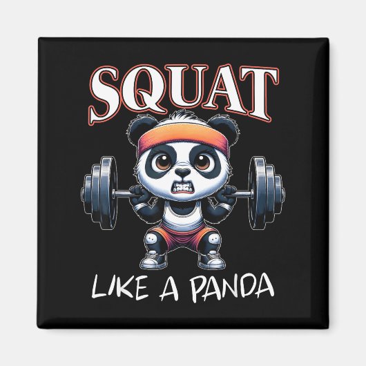 Panda Weightlifting Fitness Funny Gym Quote Squat Magneet (Voorkant)