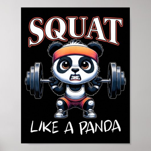 Panda Weightlifting Fitness Funny Gym Quote Squat  Poster (Voorkant)