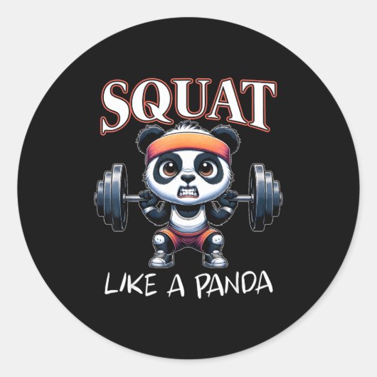 Panda Weightlifting Fitness Funny Gym Quote Squat  Ronde Sticker (Voorkant)