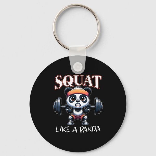 Panda Weightlifting Fitness Funny Gym Quote Squat  Sleutelhanger (Voorkant)