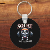 Panda Weightlifting Fitness Funny Gym Quote Squat  Sleutelhanger (Voorkant)