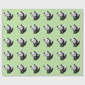 Panda Welp Groen Cadeaupapier (Vlak)