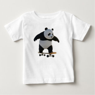 Panda Welp Rijdt Skateboard op Stoep