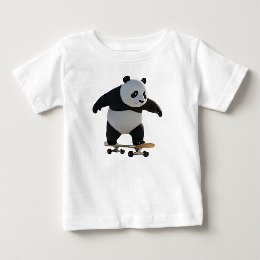 Panda Welp Rijdt Skateboard op Stoep (Voorkant)