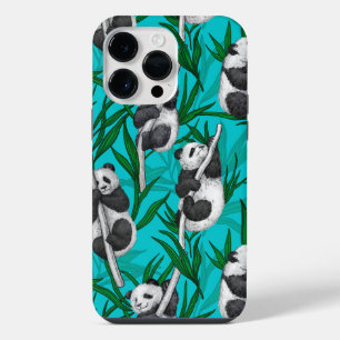 Panda welpen op turquoise iPhone 14 pro max hoesje