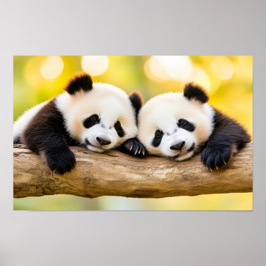 Panda Wilde Dier Liefdevol Portret Poster (Voorkant)