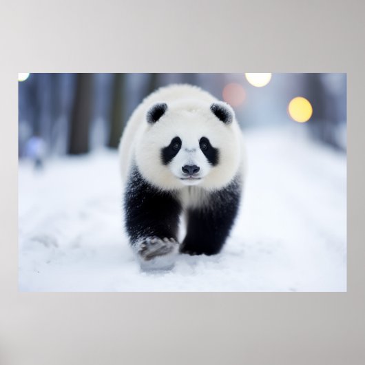 Panda Wildlife Dier Op Straat Buiten Poster (Voorkant)