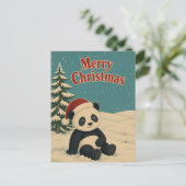Panda Winterveld Dier Kerstmis Briefkaart (Staand voorkant)