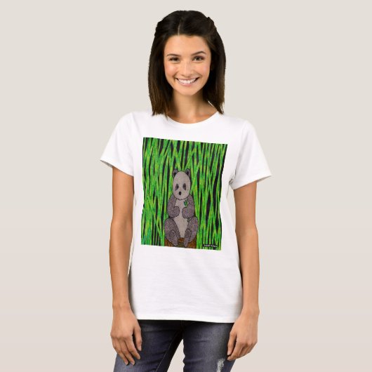 Panda (wit) - Dames Basic T-Shirt (Voorkant volledig)