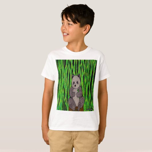 Panda (wit) - Jongens Basic T-Shirt (Voorkant volledig)