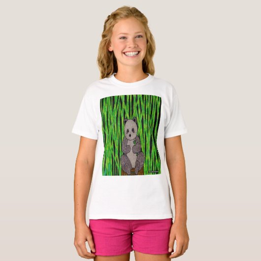 Panda (wit) - Meisjes Basic T-Shirt (Voorkant volledig)