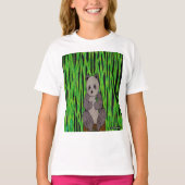 Panda (wit) - Meisjes Basic T-Shirt (Voorkant)