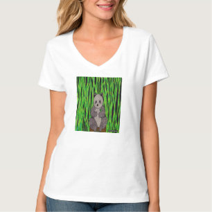 Panda (wit) - V-hals T-shirt voor vrouwen