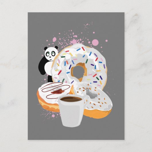 Panda & witdonuts briefkaart (Voorkant)