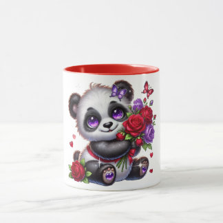 Panda with flower mug mok