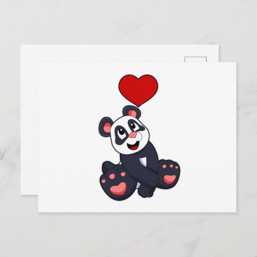 Panda with Heart Briefkaart (Voorkant / Achterkant)