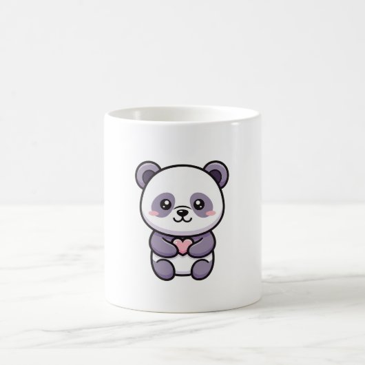 Panda with Heart – Cute Whimsical Illustration Koffiemok (Center)