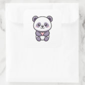 Panda with Heart – Cute Whimsical Illustration Vierkante Sticker (Tas)
