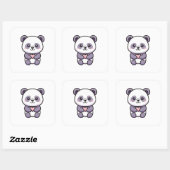 Panda with Heart – Cute Whimsical Illustration Vierkante Sticker (Vel)