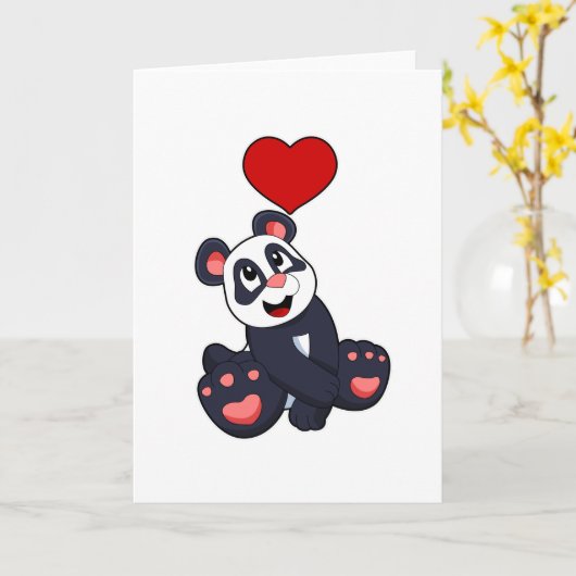 Panda with Heart Kaart (Gele Bloem)
