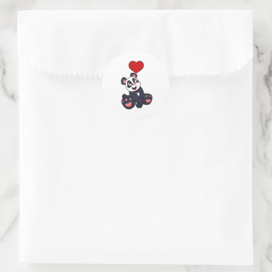 Panda with Heart Ronde Sticker (Tas)