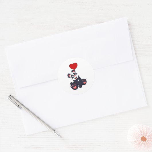 Panda with Heart Ronde Sticker (Envelop)