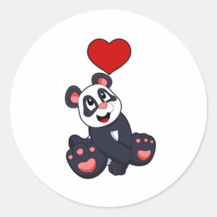Panda with Heart Ronde Sticker