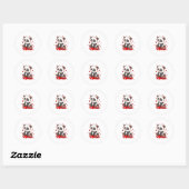 Panda With Hearts Valentines Day Women And Girls  Ronde Sticker (Vel)