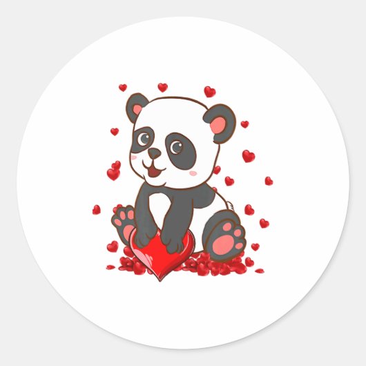 Panda With Hearts Valentines Day Women And Girls  Ronde Sticker (Voorkant)