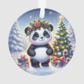  Panda with Holly Crown & Candy Canes Ornament (achterkant)
