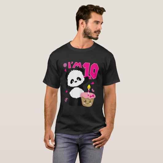 Panda With Kawaii Cake 10 Py T-shirt (Voorkant volledig)