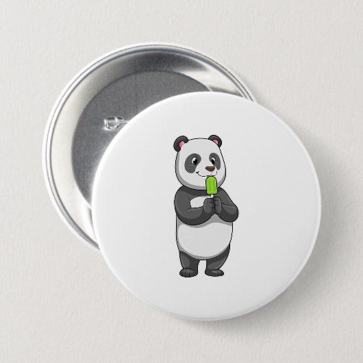 Panda with Popsicle Ronde Button 7,6 Cm (Voorkant /achterkant)
