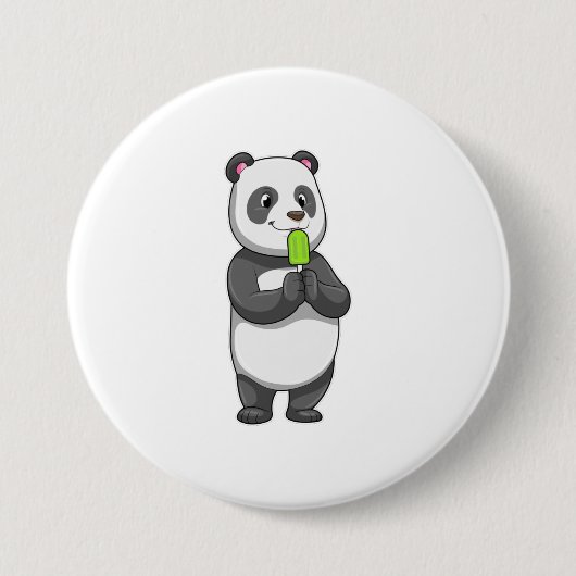 Panda with Popsicle Ronde Button 7,6 Cm (Voorkant)