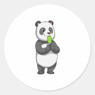 Panda with Popsicle Ronde Sticker